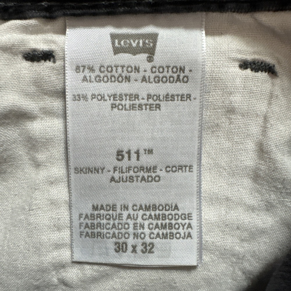 Levis 511 Slim Fit Corduroy Pants Mens 30x32 Slate Straight Distressed Whiskers - Picture 8 of 10